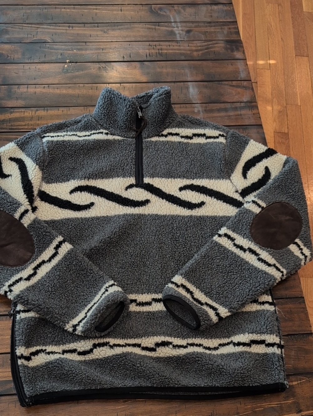 Todd Snyder Cowachan Sherpa Fleece With Elbow Patches